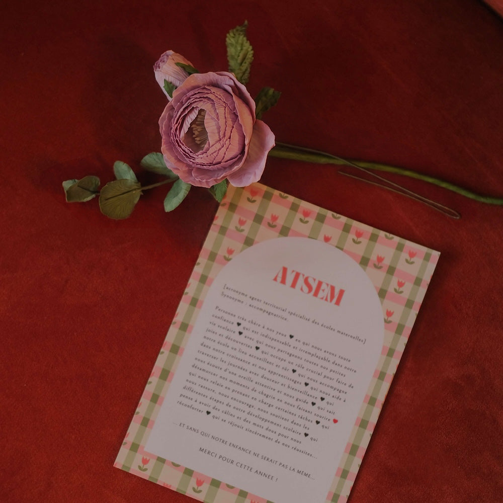 Flowrette Coffret Meilleure ATSEM rose papier vase verre