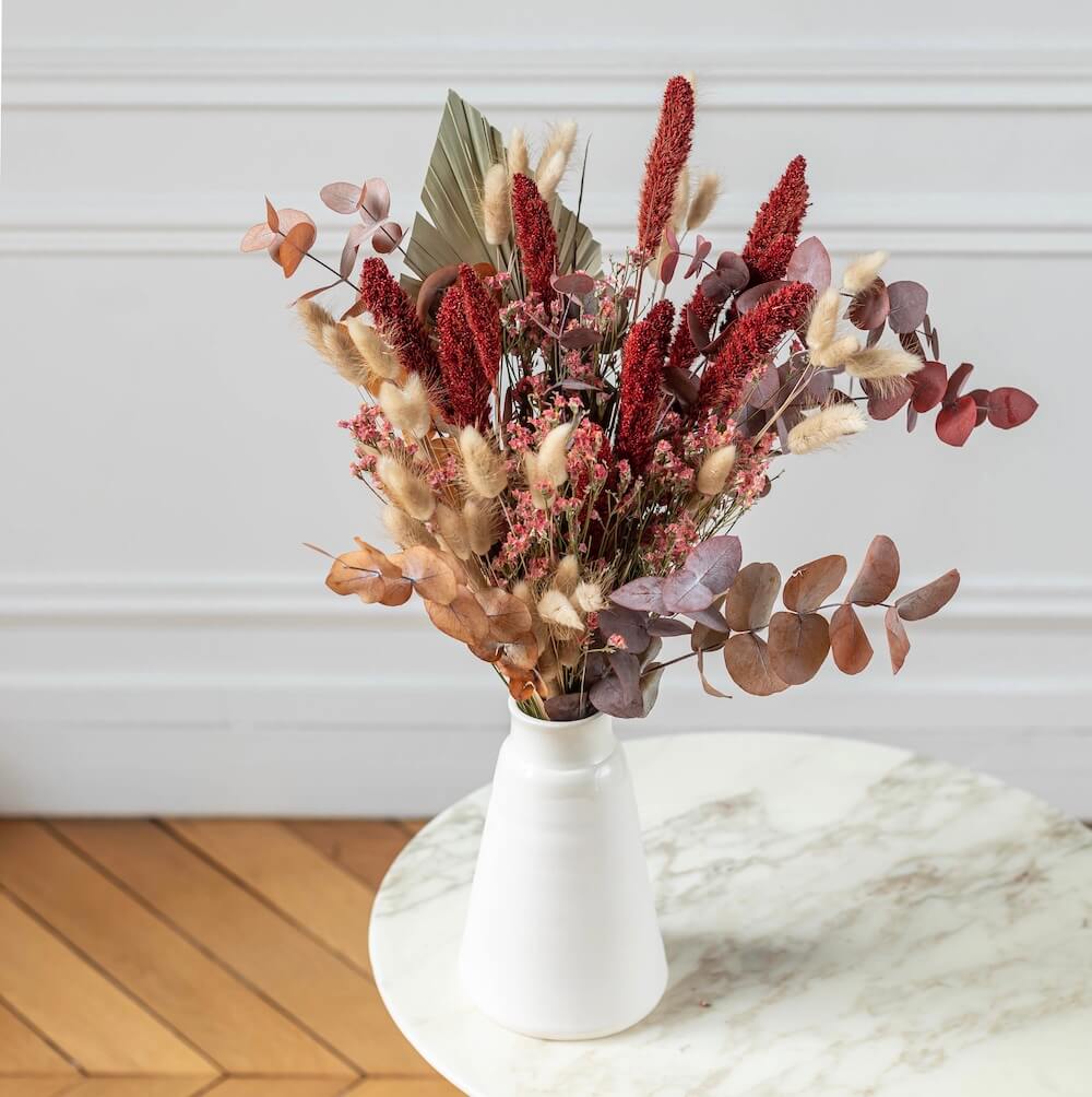 Flowrette Amour bouquet fleurs séchées rouges collection Poèmes