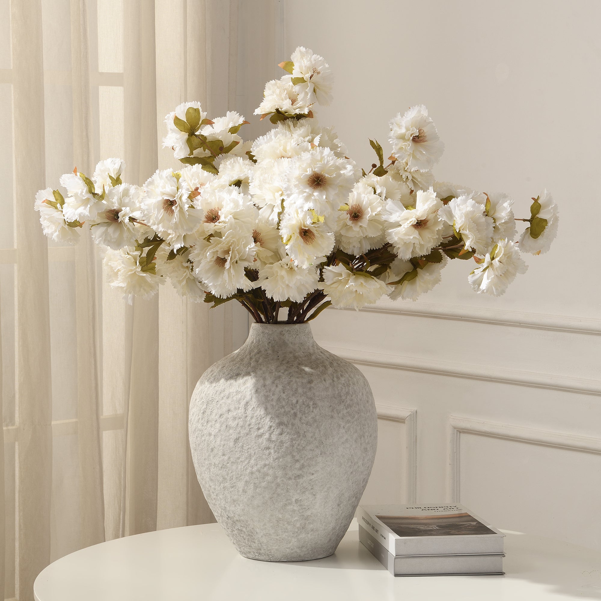 Sia Œillet tige artificielle crème 70 cm 3 fleurs