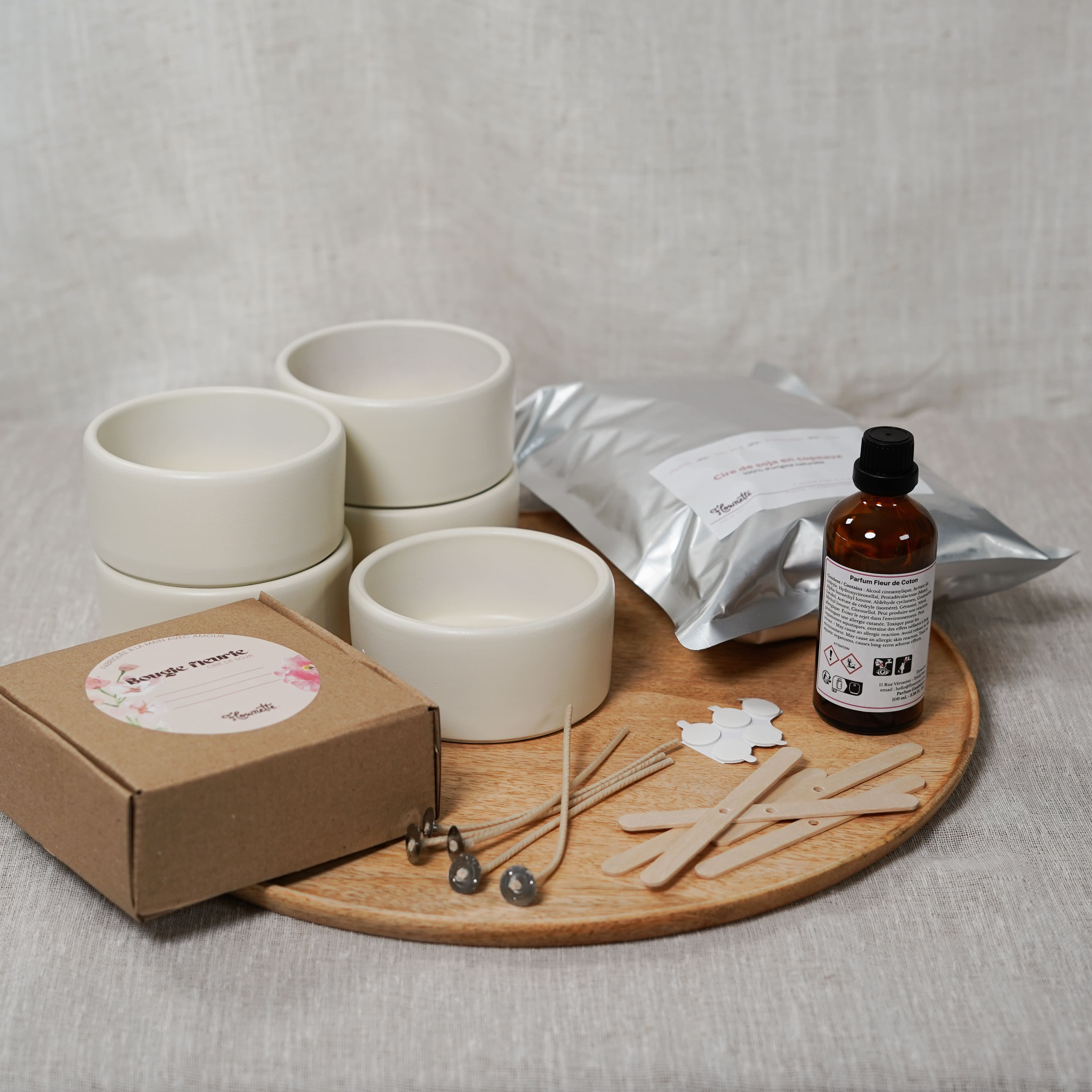 Flowrette Kit DIY bougie grand kit 5 bougies cire soja