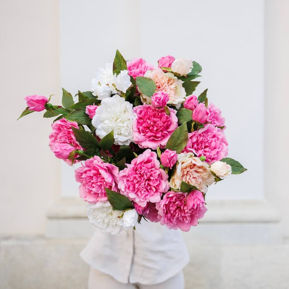 Flowrette Fleurs artificielles Pivoine pêche x1 Real Touch