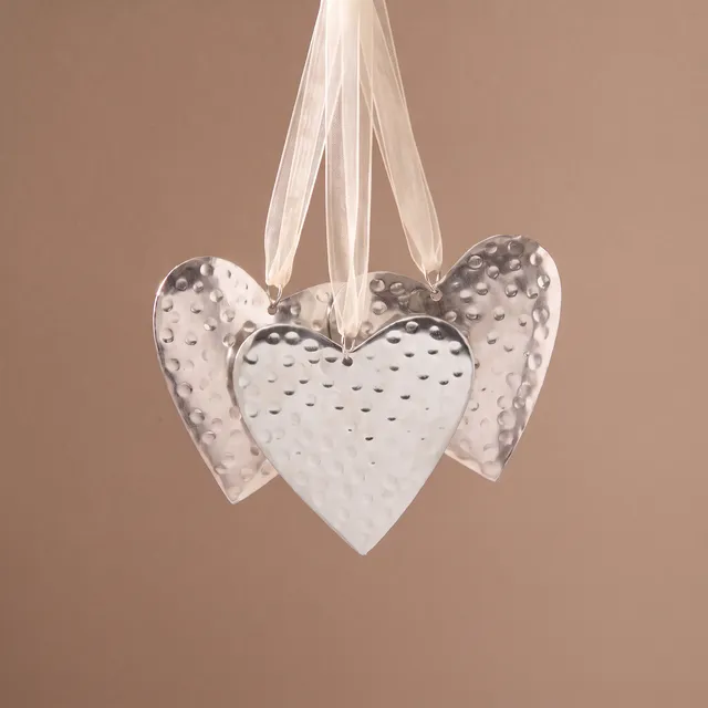 Sia Home Coeur Métal 16 cm Suspension Noël Argenté