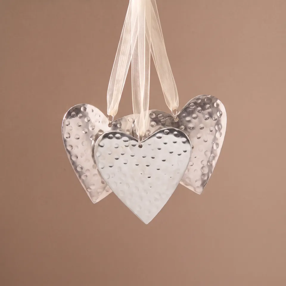 Sia Home Coeur Métal 16 cm Suspension Noël Argenté