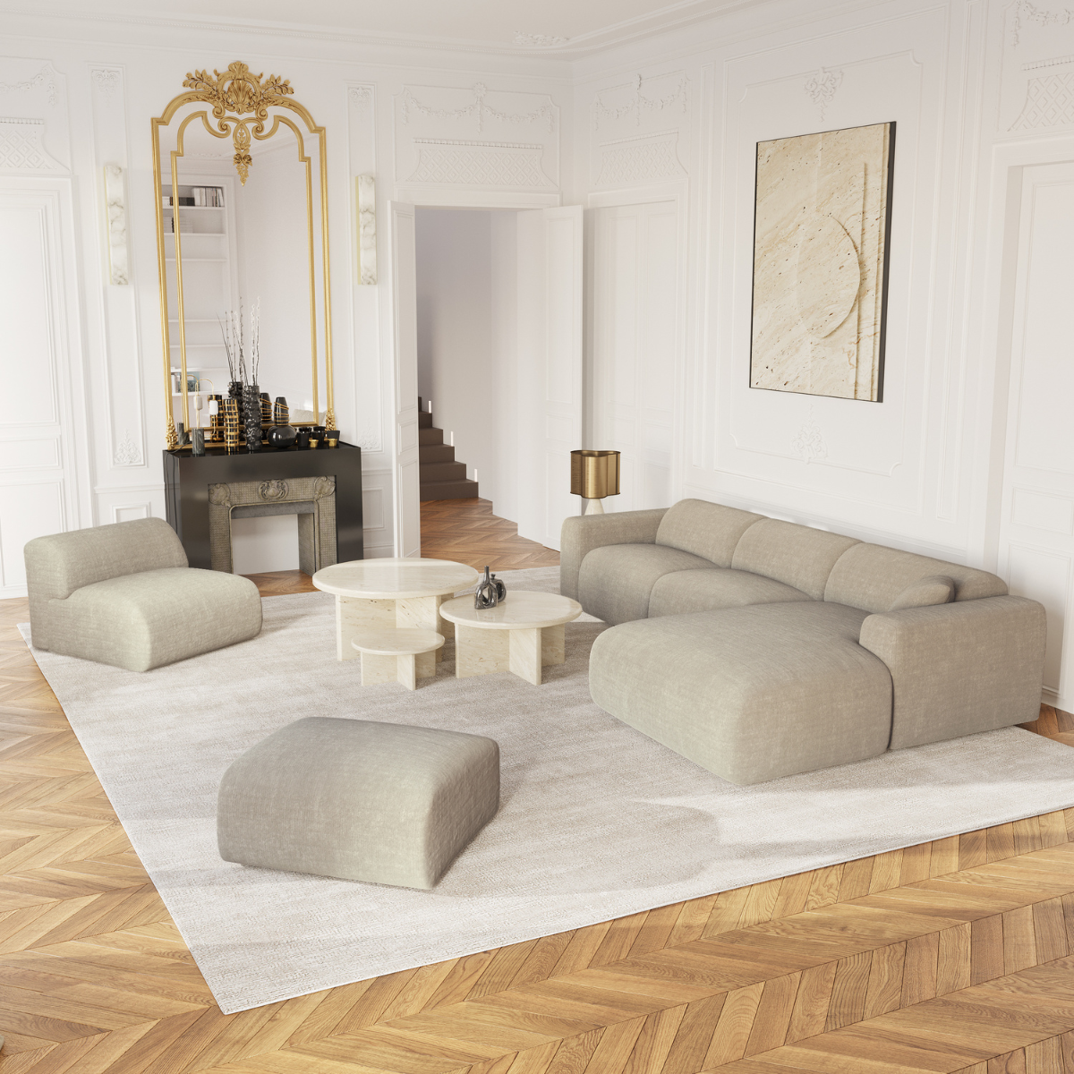 Sia Home Myra canapé angle droit crème tissu