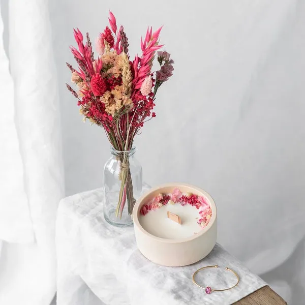 Flowrette Décoration Charming box coffret fleurs séchées bougie