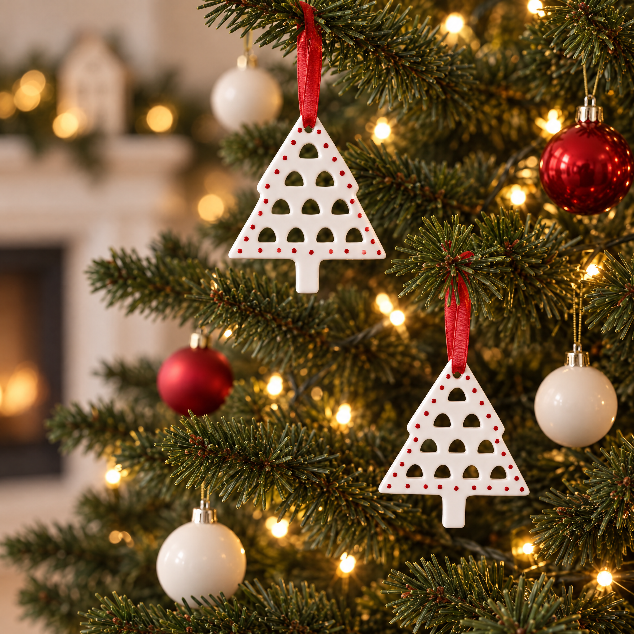 Sia Home Lappi suspension Noël sapin blanc points rouges