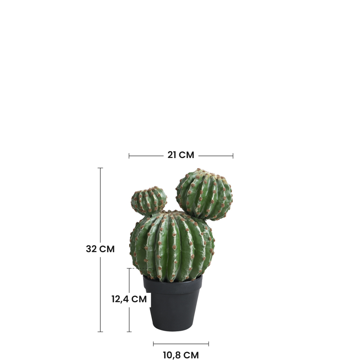 Sia Home Cactus Rond Pot 32 cm Vert Sans Entretien