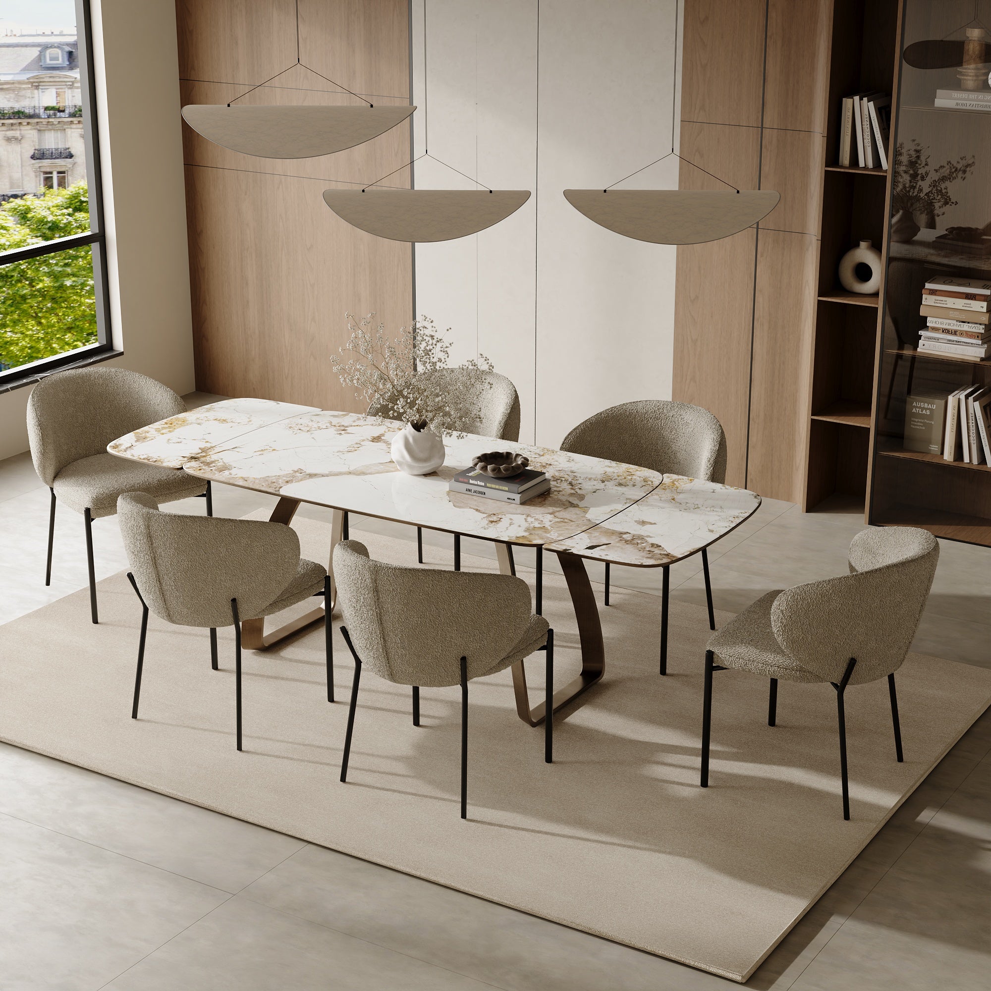 Sia Home Dahlia table à manger extensible céramique