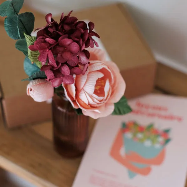 Flowrette Bottiness Coffret Anniversaire Fleurs Papier + Vase