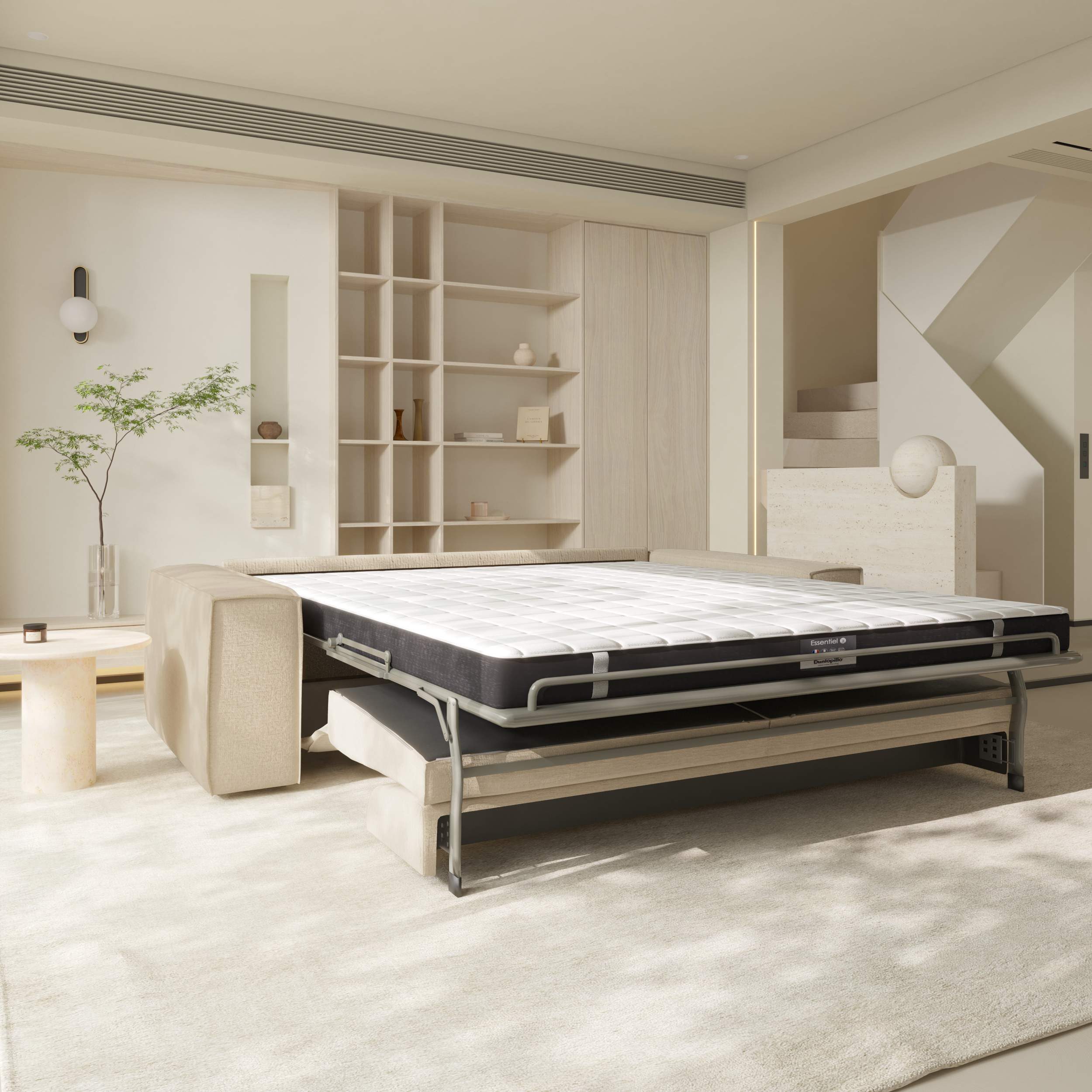 Sia Home Joan canapé convertible crème 160 cm matelas
