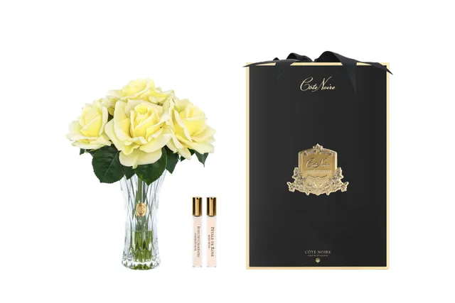 Côte Noire Perfumed CH7R08 sept roses jaune vase doré