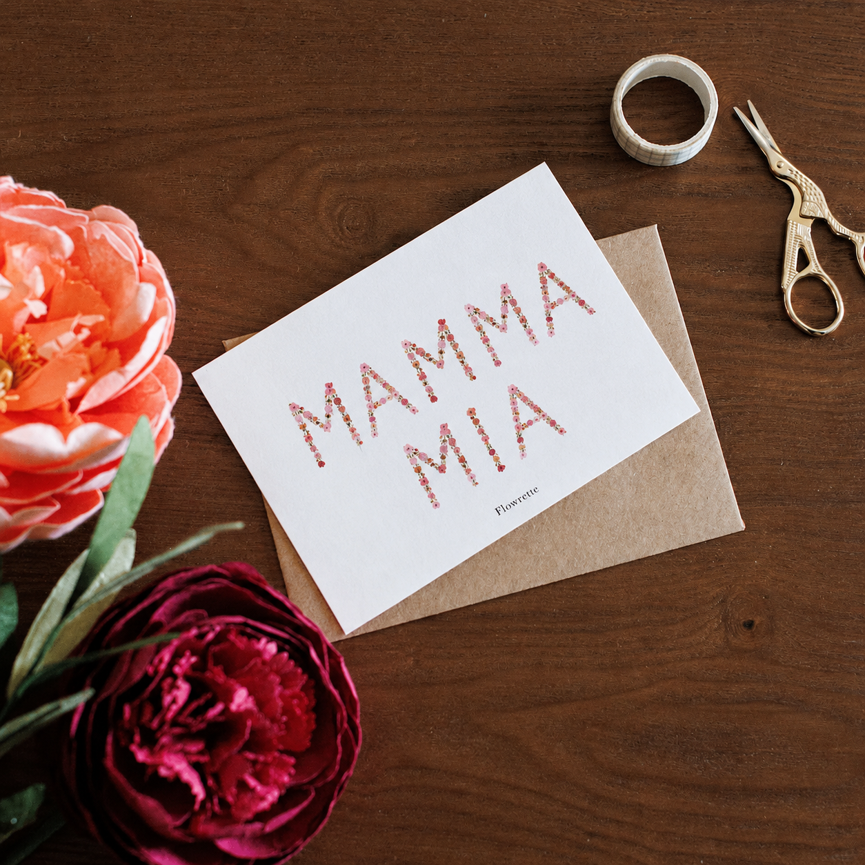 Flowrette Carte postale Mamma Mia papier enveloppe kraft