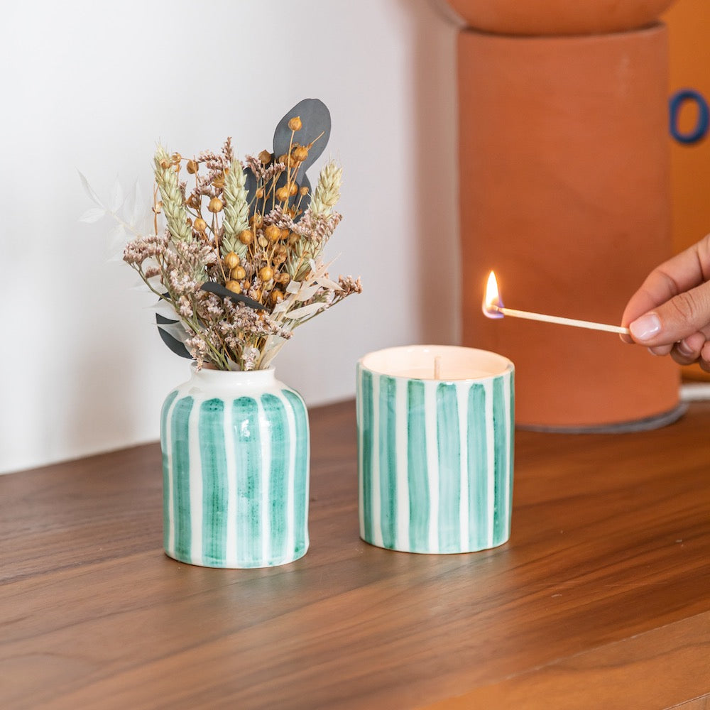 Flowrette coffret plaisir coffret cadeau bougie vase fleurs