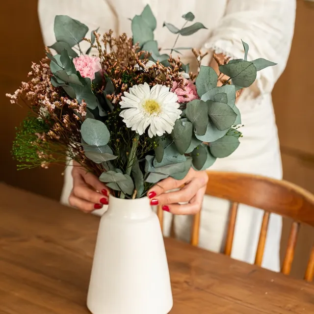 Flowrette Abbesses bouquet stabilisé blanc rose taille unique