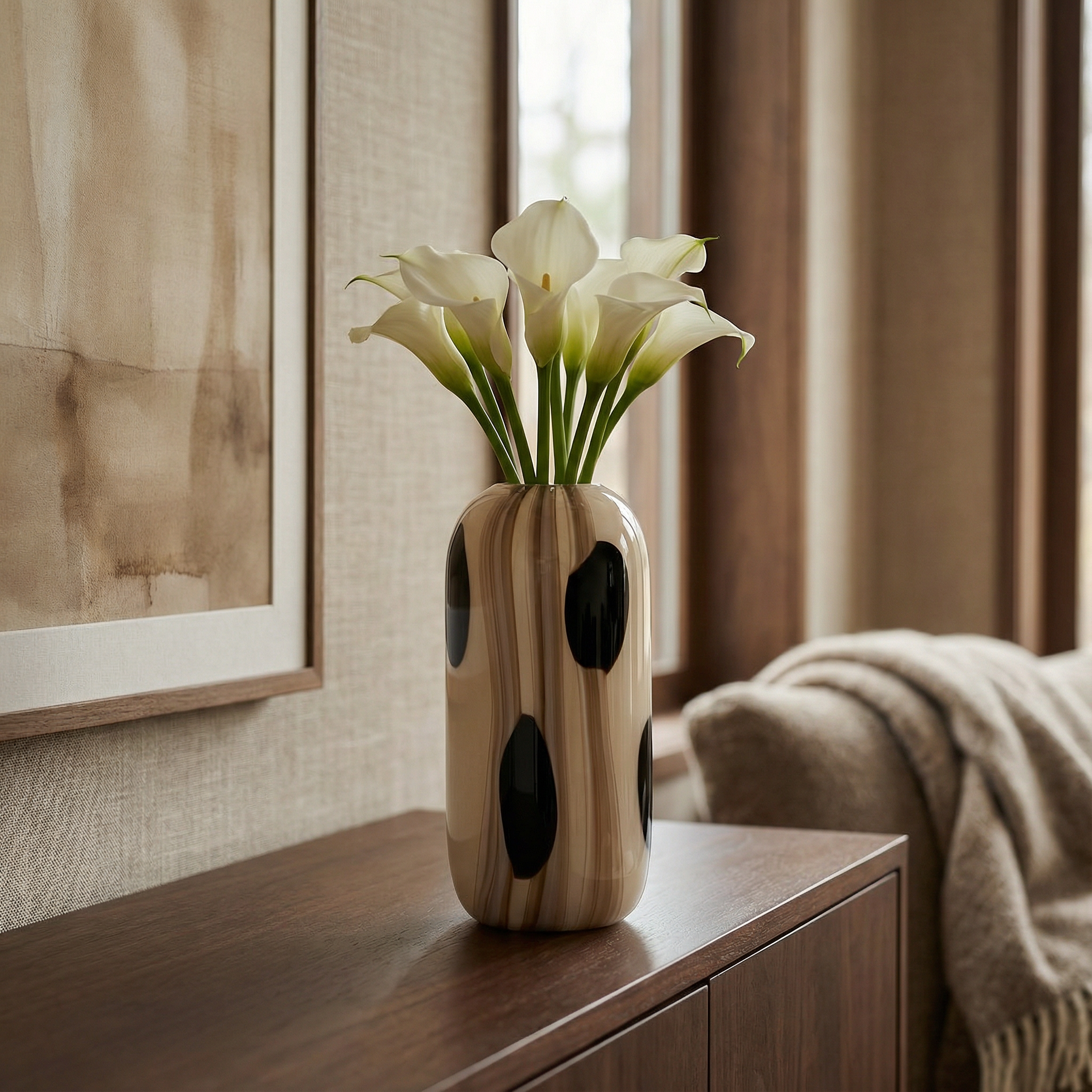 Sia Home Dots vase verre soufflé beige 38 cm