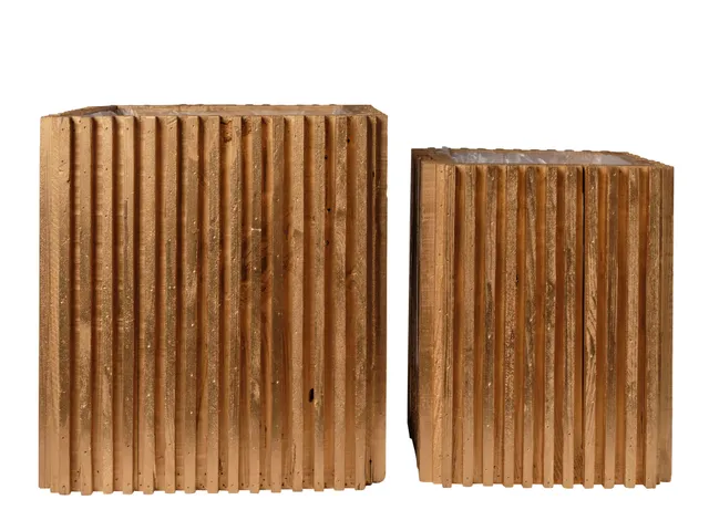 Feuillazur Rungis Contenants colonne bois carré lot de 2 35-40cm