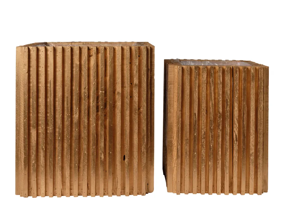 Feuillazur Rungis Contenants colonne bois carré lot de 2 35-40cm