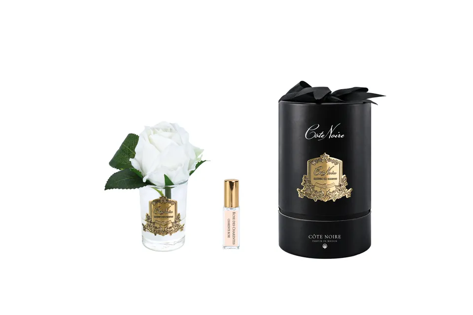 Côte Noire Perfumed Flowers RMR41 bouton rose blanc verre