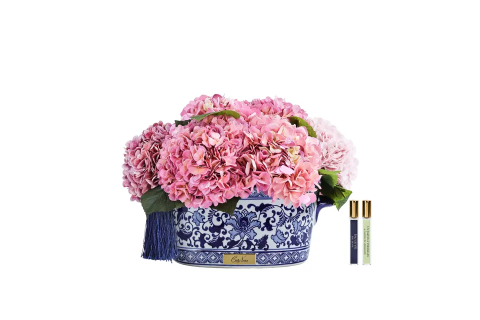 Côte Noire Chinoiserie GCH02 hortensia rose mixte grand vase
