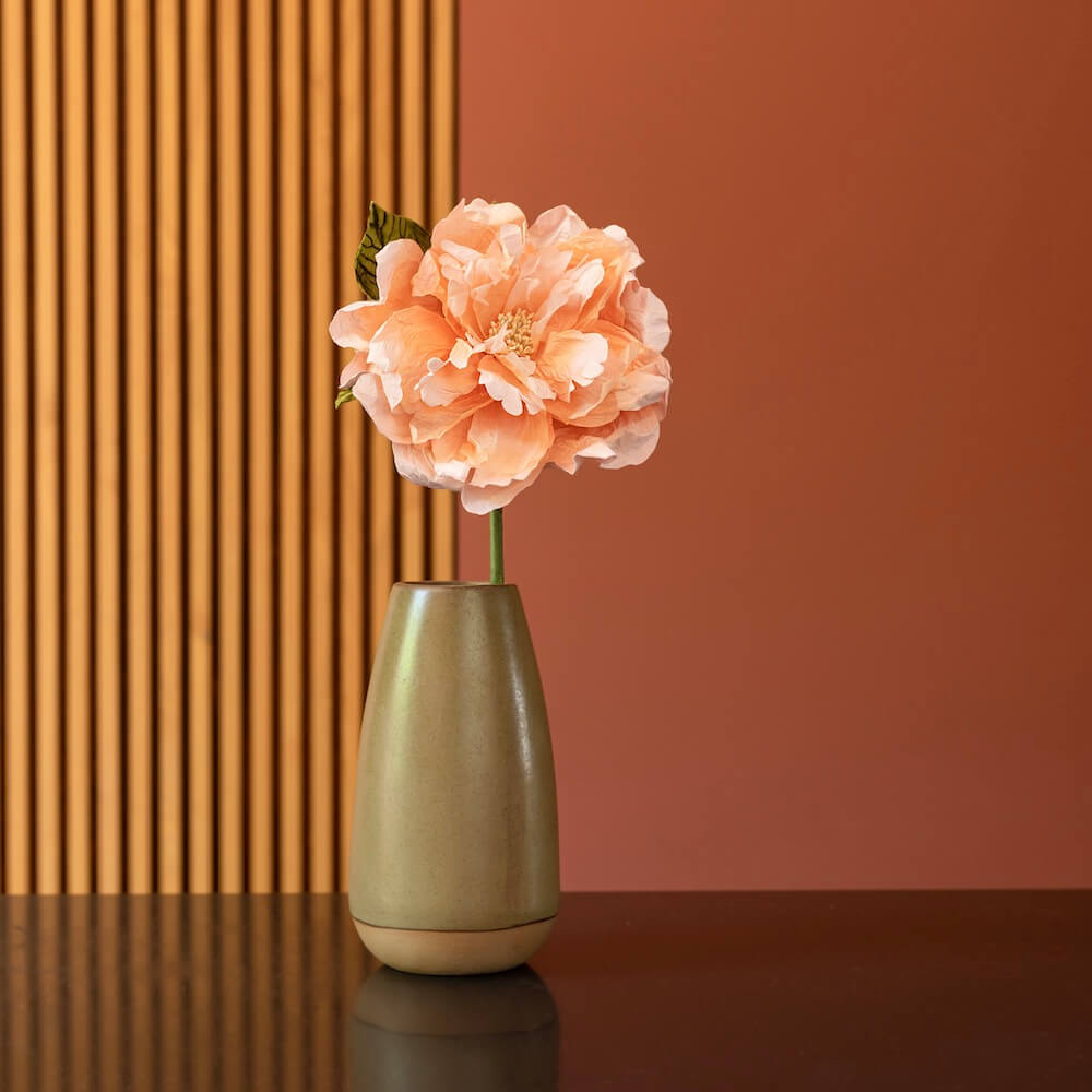 Flowrette Fleurs en papier Pivoine orange corail fleur x1