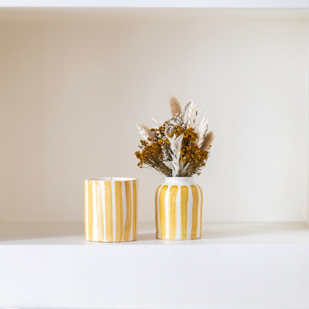 Flowrette Matchy coffret jaune bouquet vase bougie
