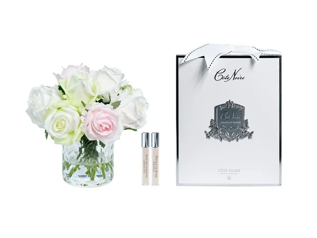 Côte Noire Herringbone Flowers HCF13 roses rose vert blanc