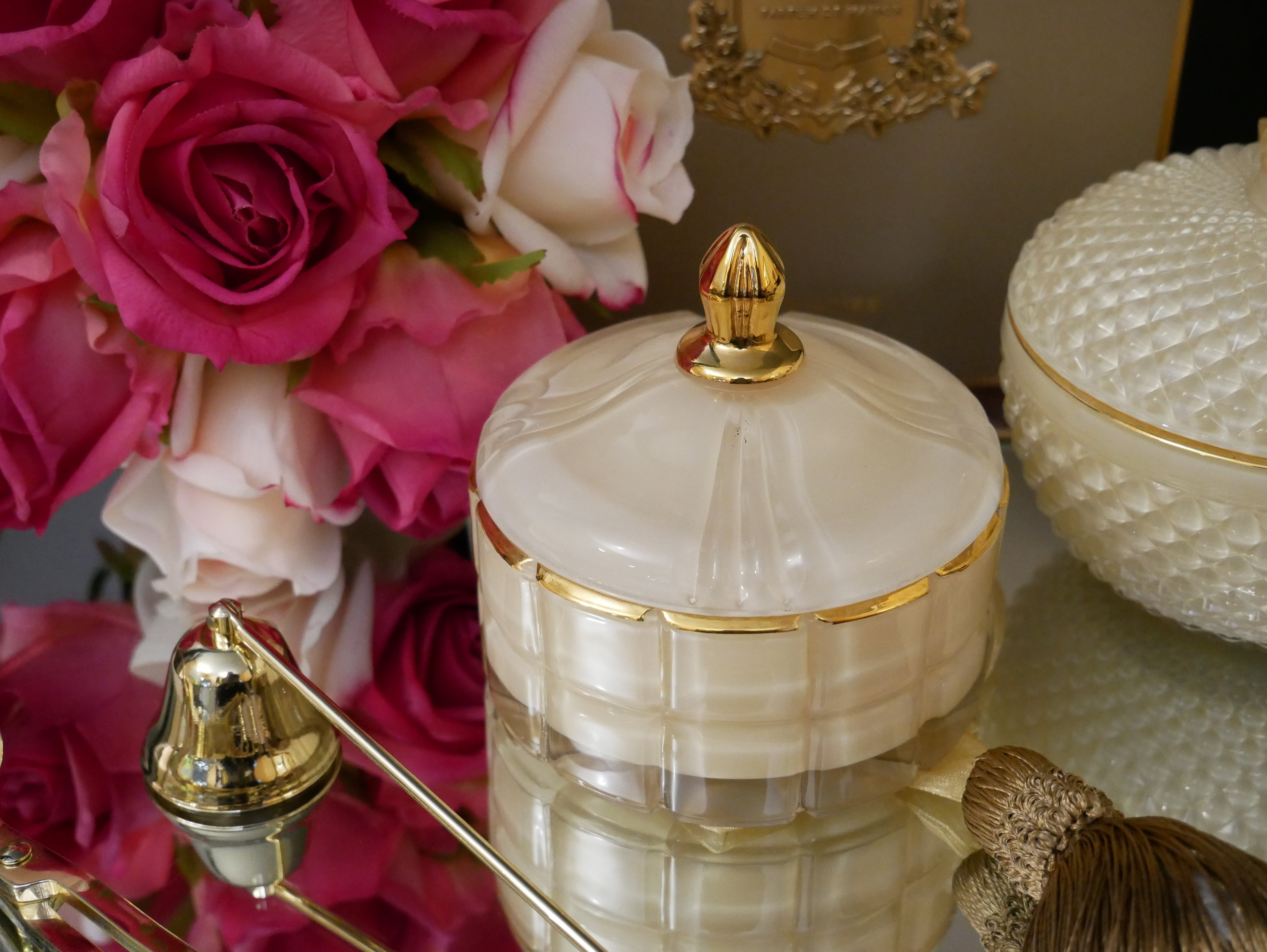 Côte Noire Art Deco GML45015 bougie vanille blanche crème 200g