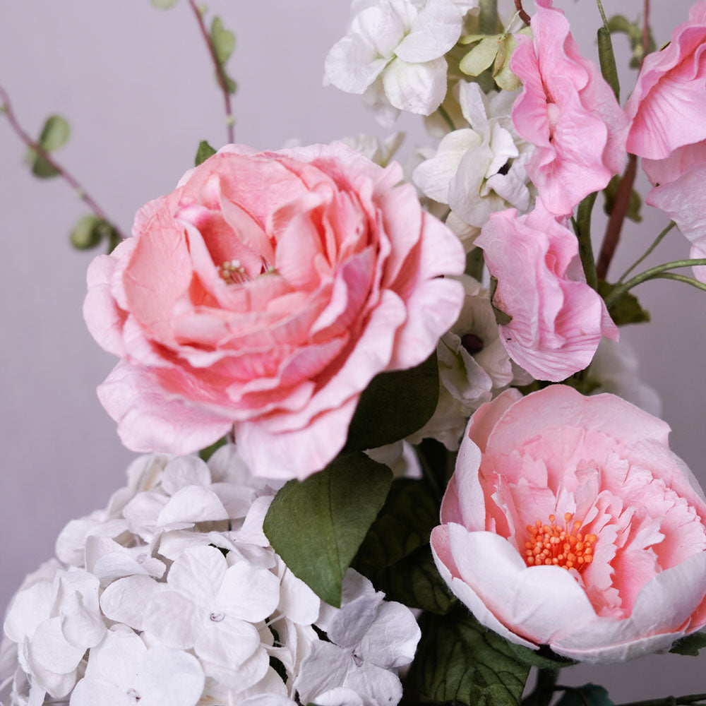 Flowrette Fleurs papier Bouquet Modigliani blanc rose