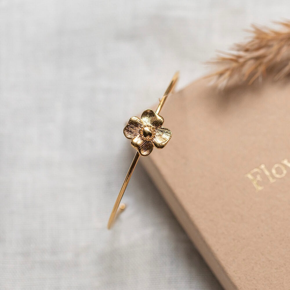 Flowrette Bertille Bracelet fleur plaqué or 24 carats écrin