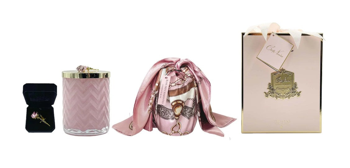 Côte Noire Herringbone Candles bougie Charente Rose 600g