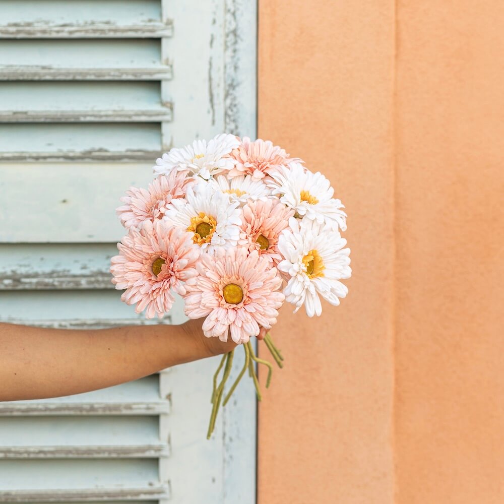 Flowrette Gerbera fleur papier abricot x1 durable