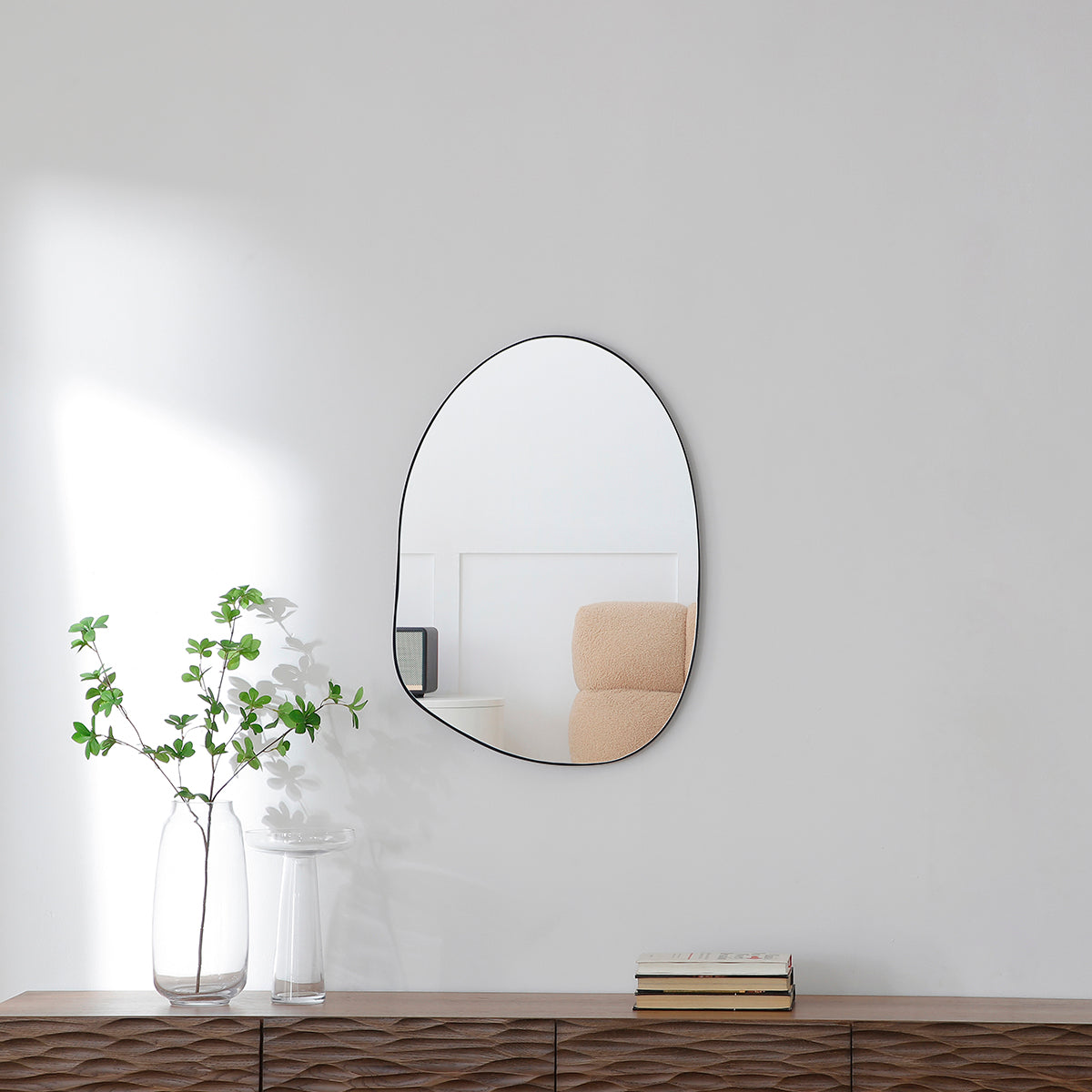 Sia Home Miroirs Organique miroir noir mat 70x50 cm