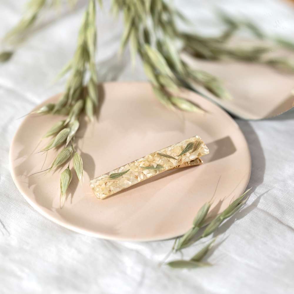 Flowrette Barrette fleurie barrette cheveux résine ivoire