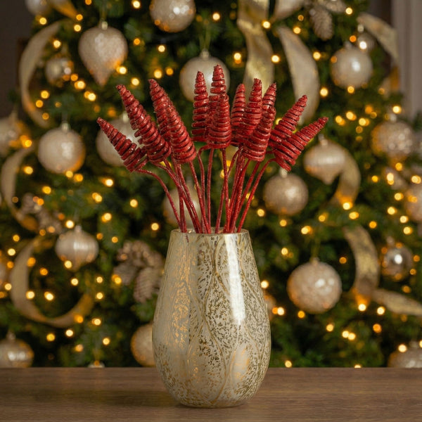 Flowrette Cane Cone Red fleur séchée rouge tige rigide