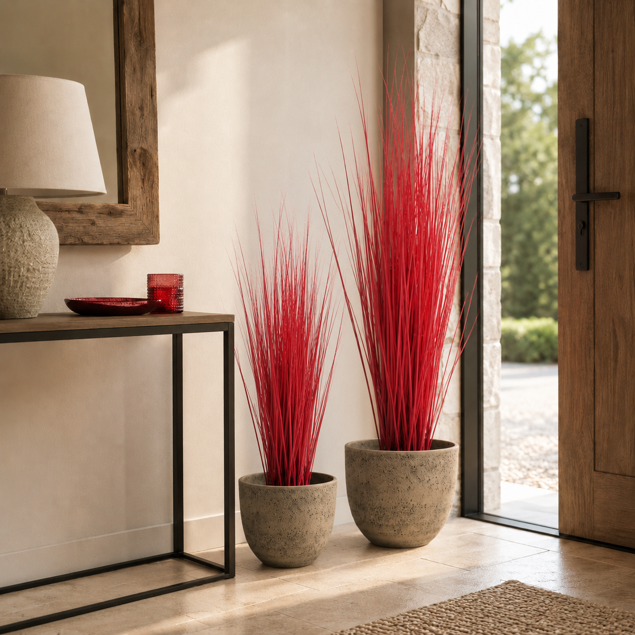 Sia Home Herbes touffe artificielle rouge 110 cm