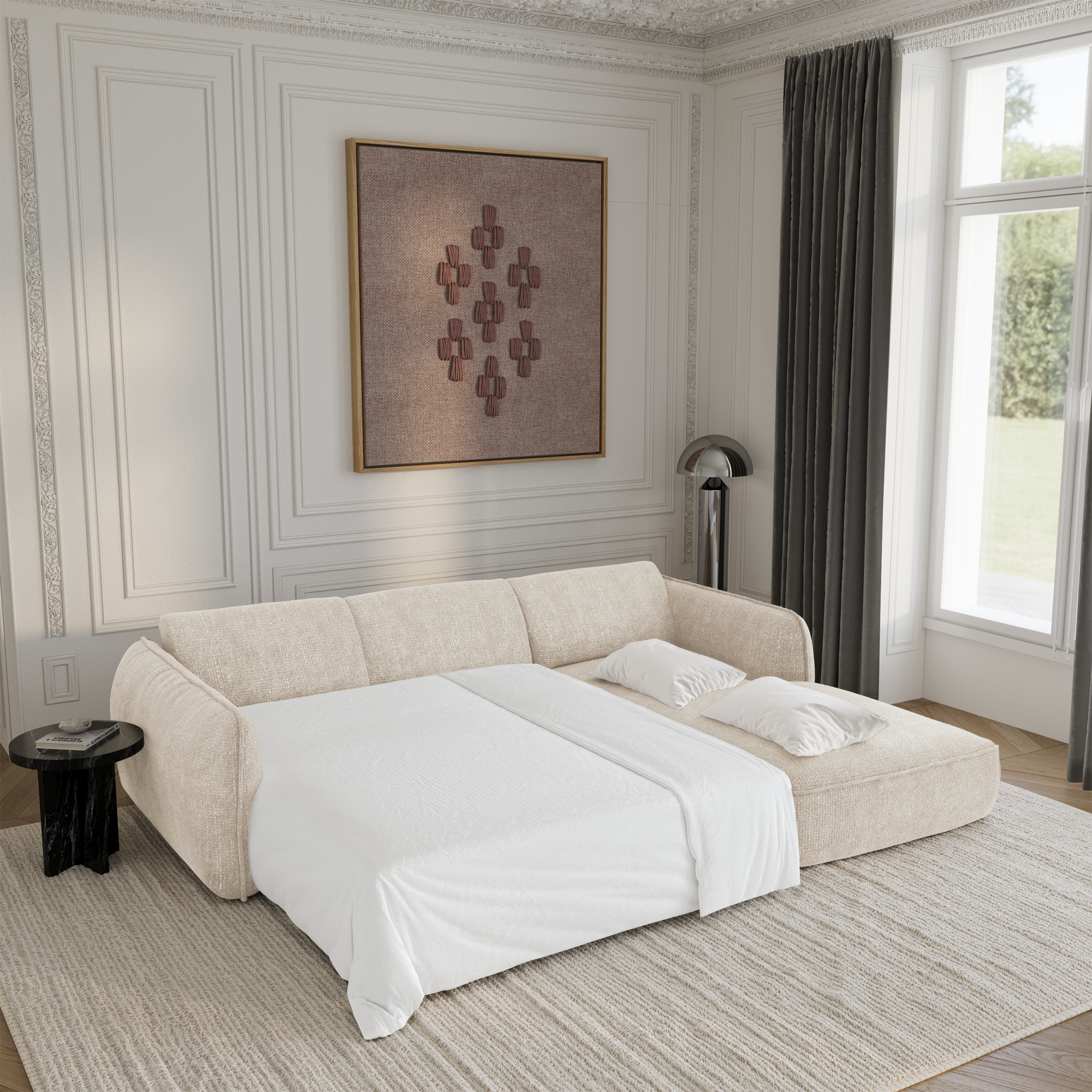 Sia Home Livia canapé angle droit crème convertible