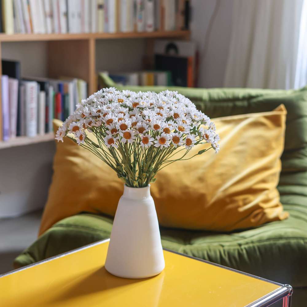 Flowrette Camomille en papier fleur blanche tige x1