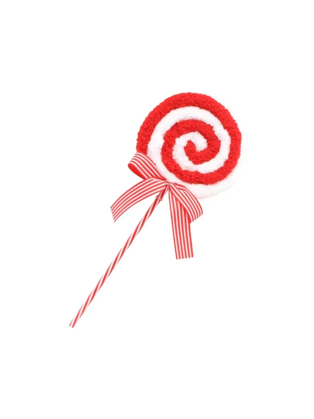Feuillazur Sucette fourrure ruban candy déco Noël 36cm