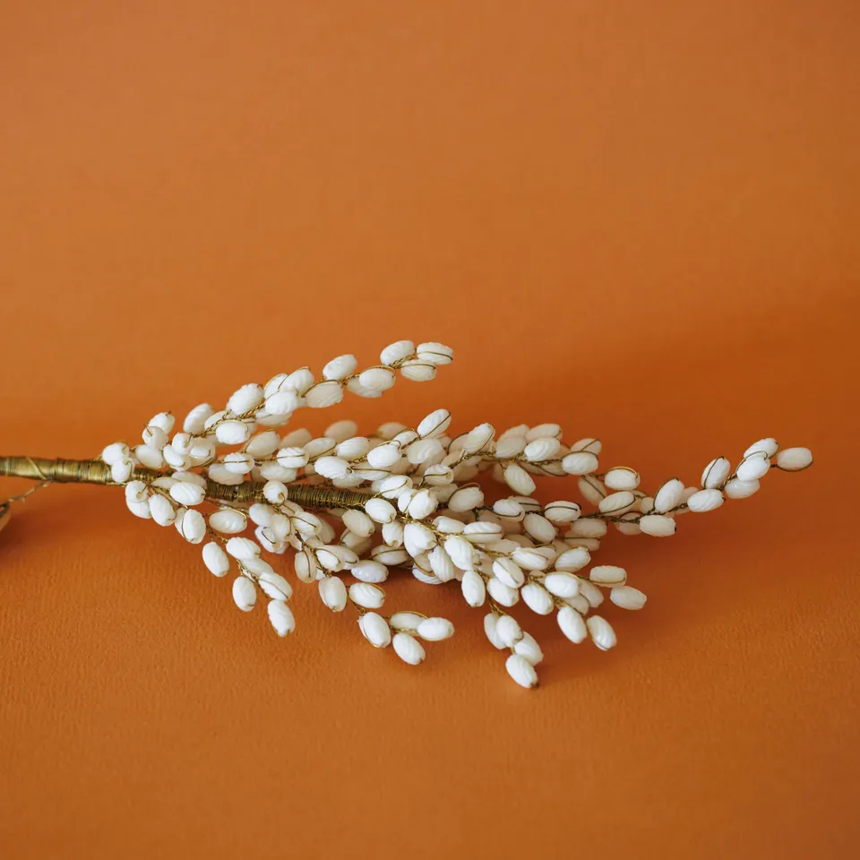 Flowrette Décoration branchage laiton blanc