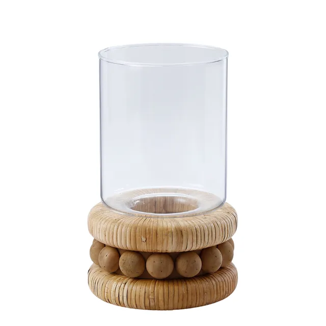 Sia Home Perline porte-bougie rotin beige 33 cm