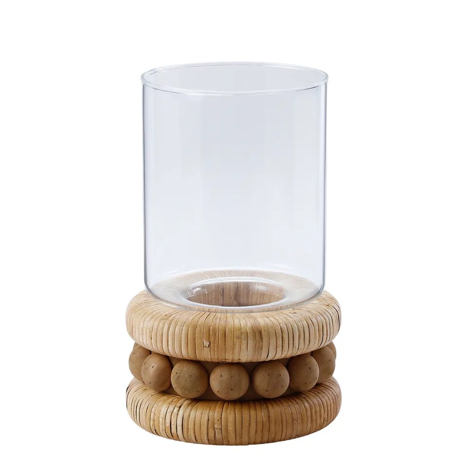 Sia Home Perline porte-bougie rotin beige 33 cm