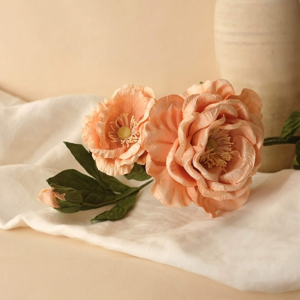Flowrette Caroline rose papier abricot tige x1 éternelle