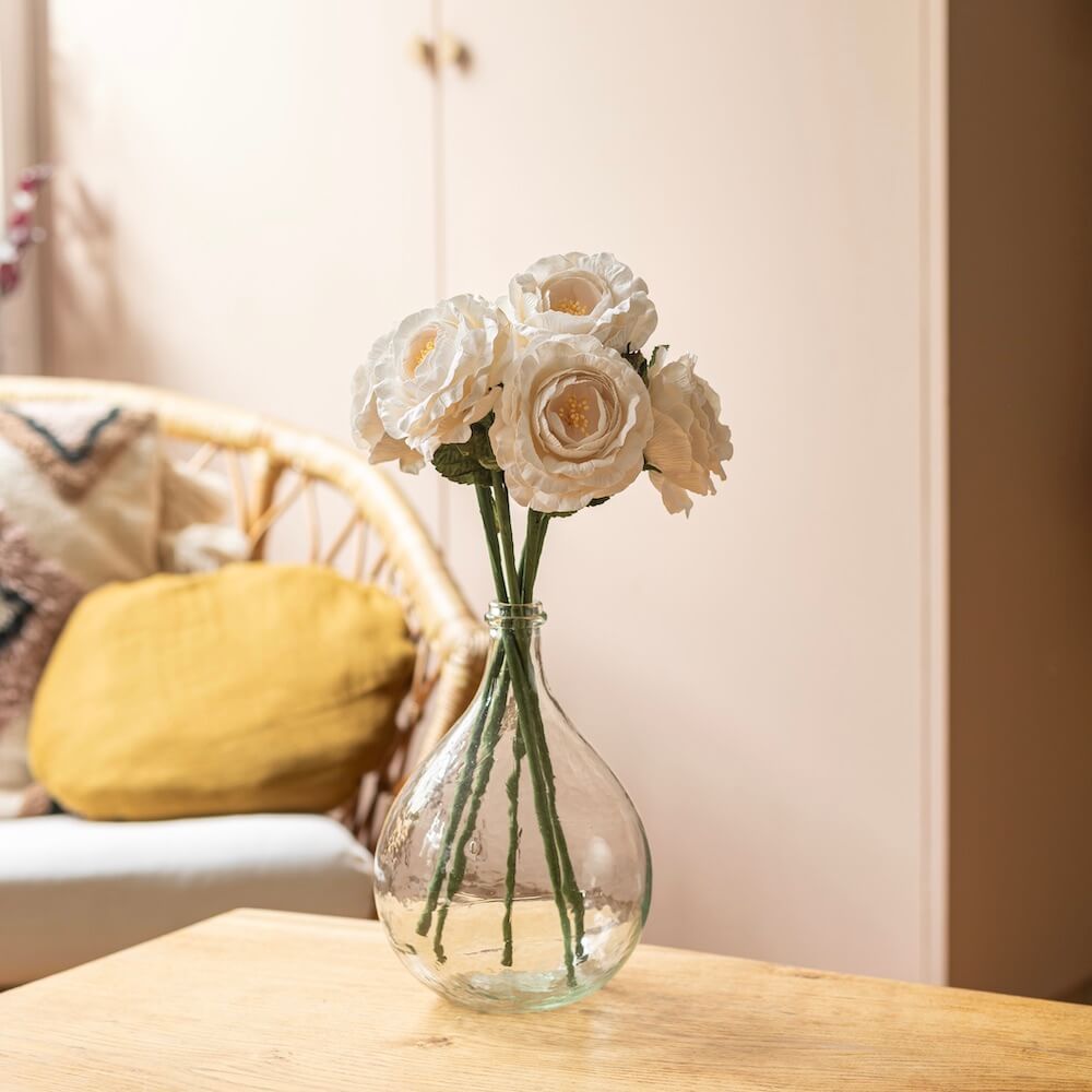 Flowrette Rose anglaise fleur papier blanche x1 durable