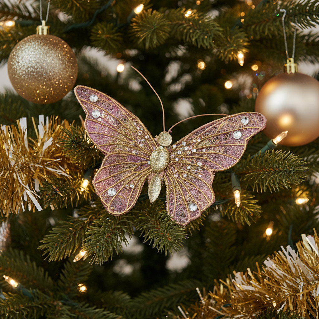 Sia Home Clip Papillon 9 cm suspension Noël doré
