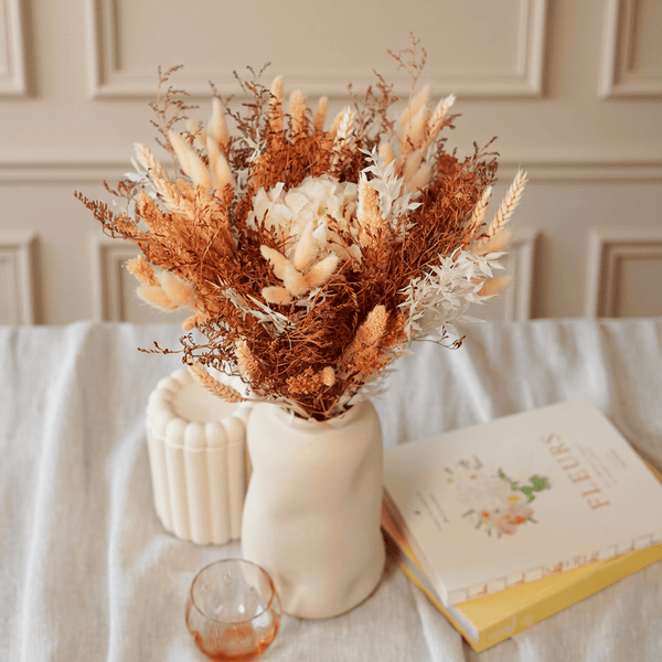 Flowrette Basile bouquet fleurs séchées blanc rose fête des mères