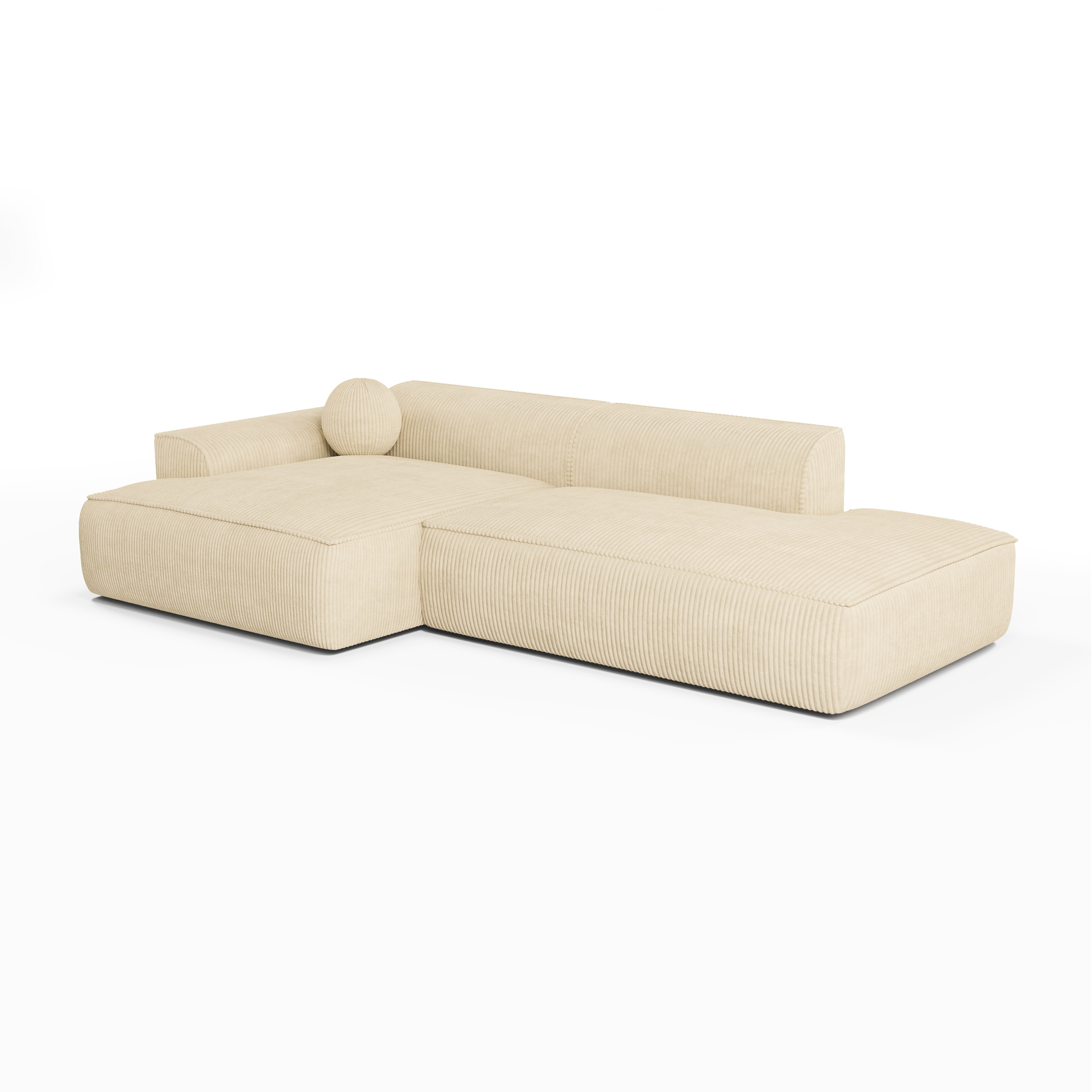 Sia Home Ania canapé angle gauche crème coussin boule