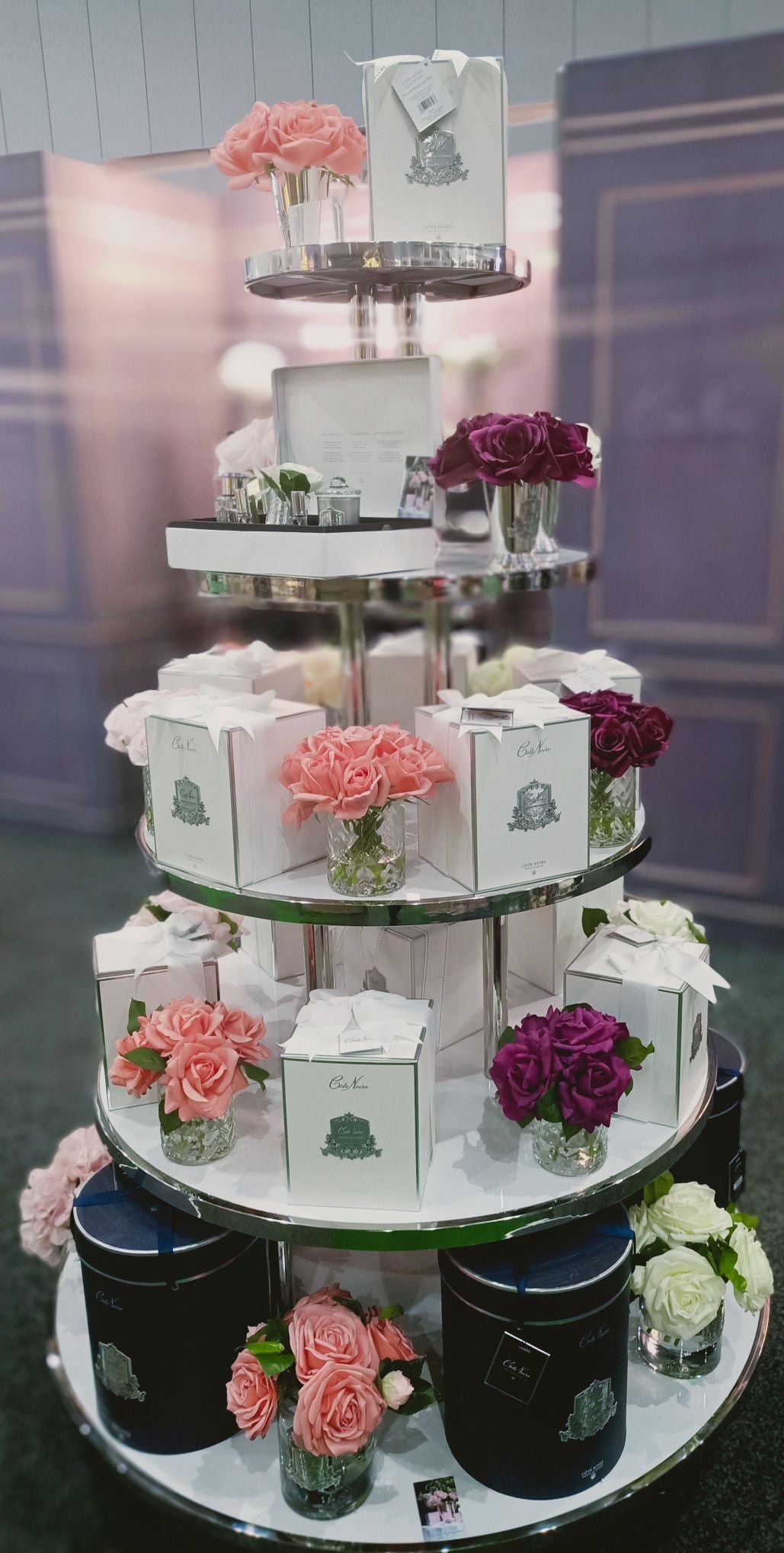 Côte Noire Herringbone fleur boutons rose blanc pêche HCF25