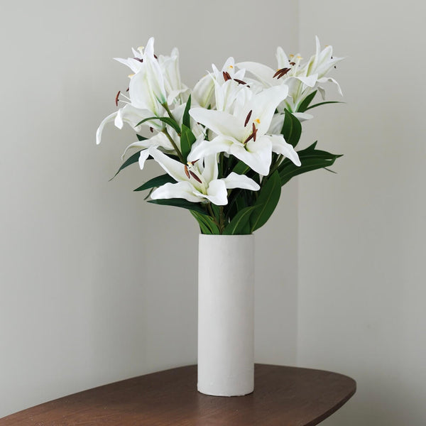 Flowrette Fleurs artificielles Lys blanc 3 têtes Real Touch
