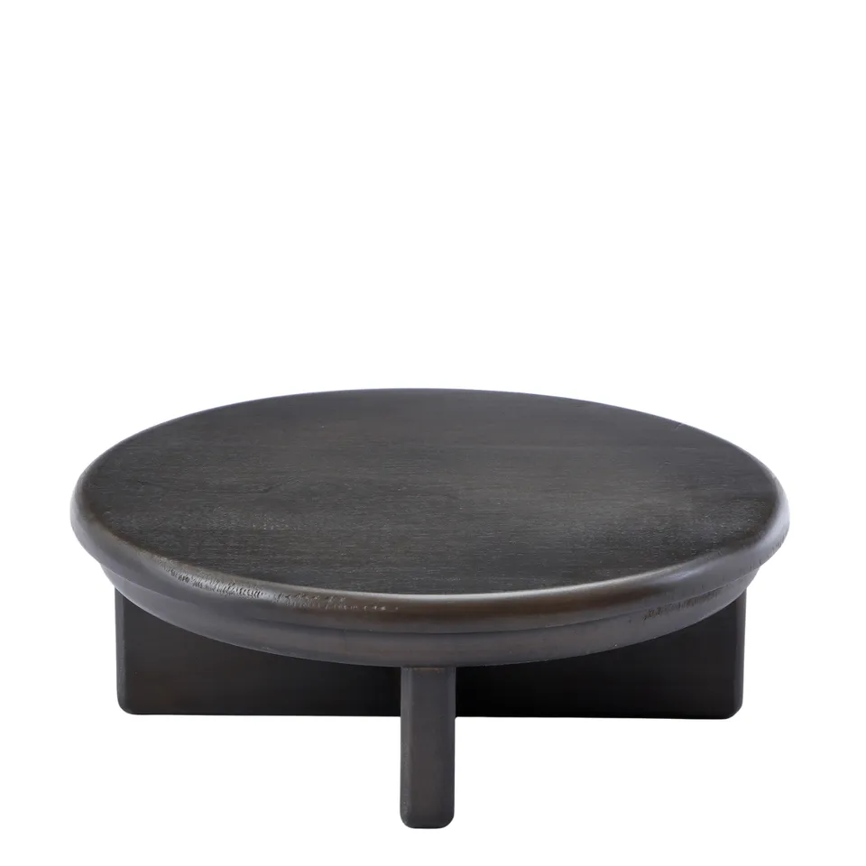 Sia Home Milo Plateau décoratif rond noir 25,5 cm bouleau