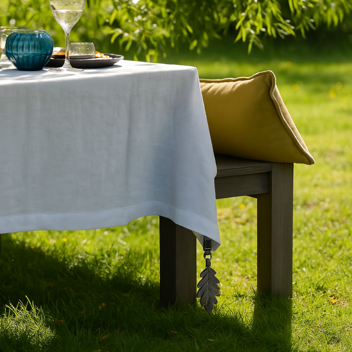 Sia Home feuille de Chêne poids de nappe clip gris fer
